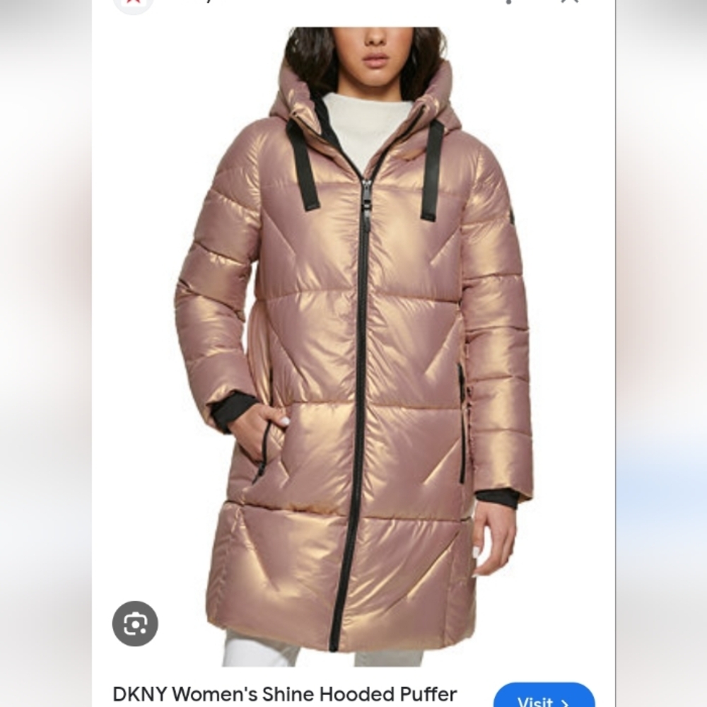 DNKY ROSE GOLD IRIDESCENT PUFFER COAT